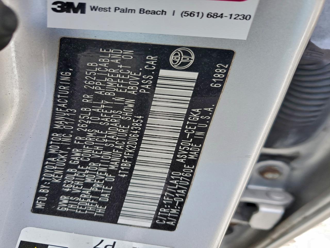 2013 TOYOTA CAMRY L photo 13