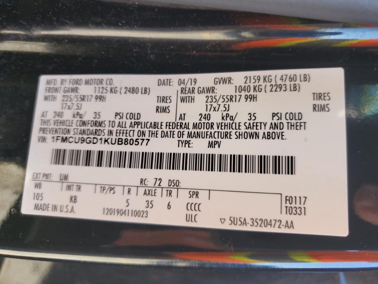 2019 FORD ESCAPE SE photo 14