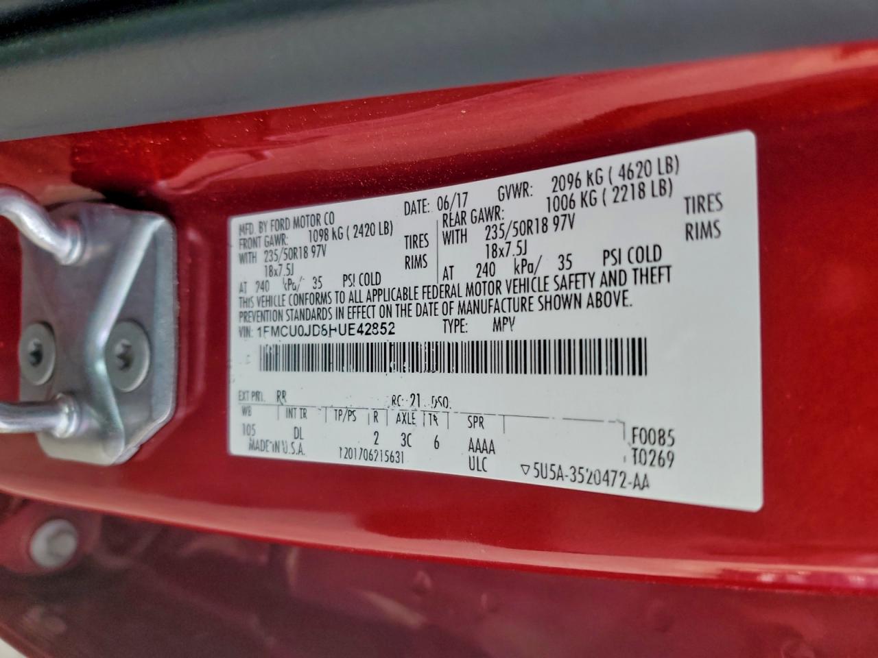 2017 FORD ESCAPE TITANIUM photo 13