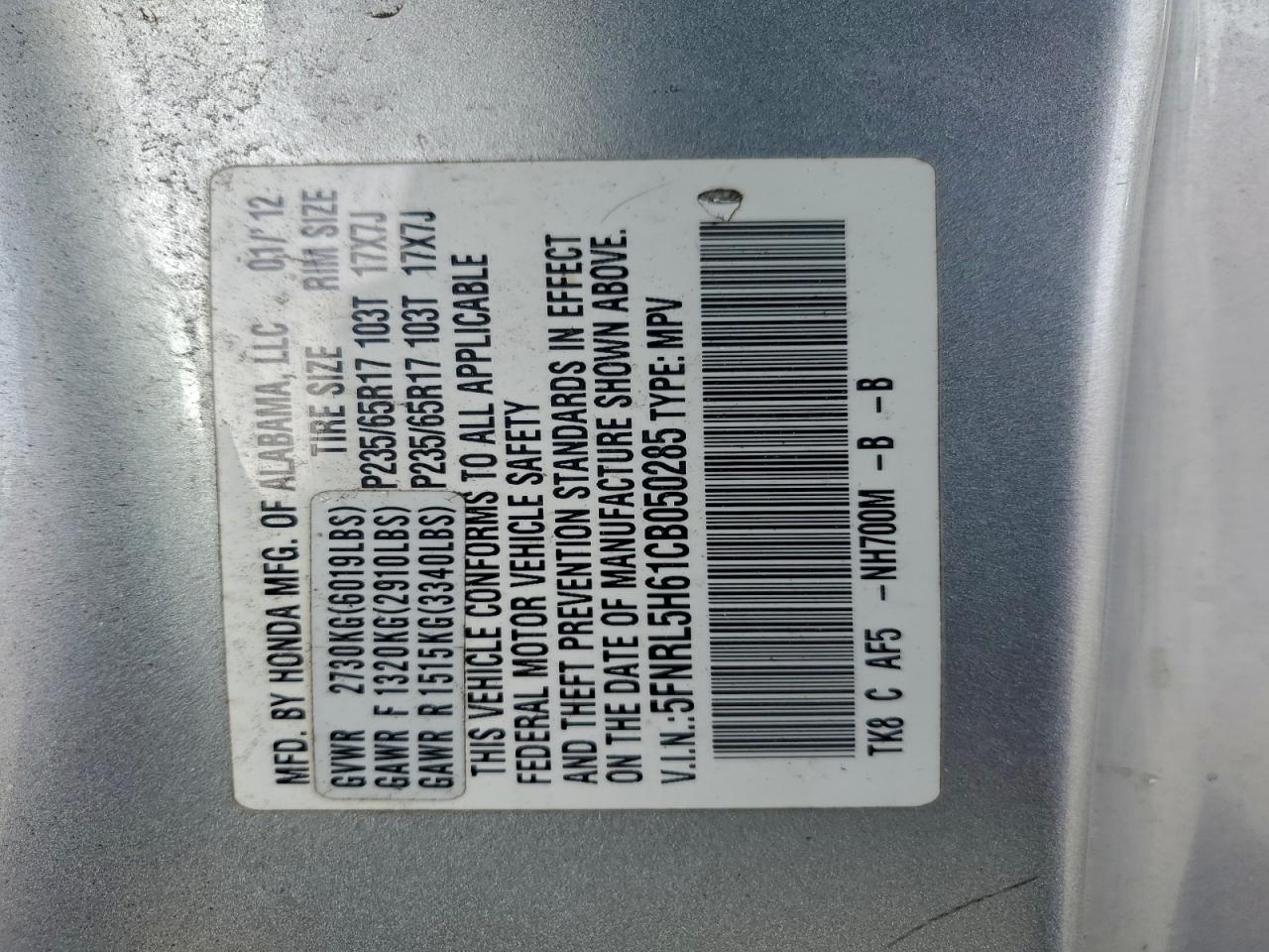 2012 HONDA ODYSSEY EXL photo 13