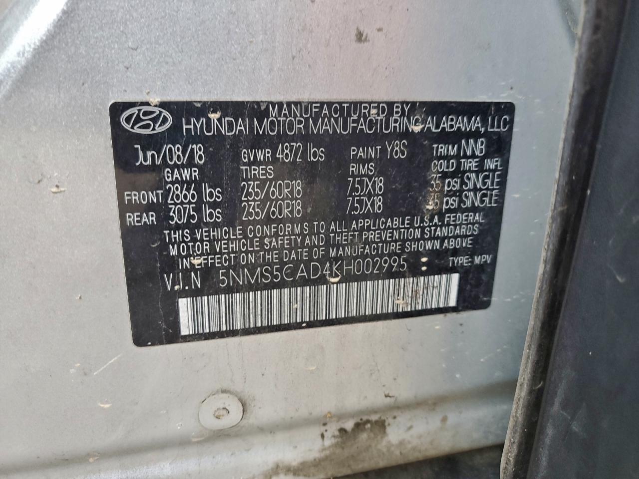 2019 HYUNDAI SANTA FE LIMITED photo 13