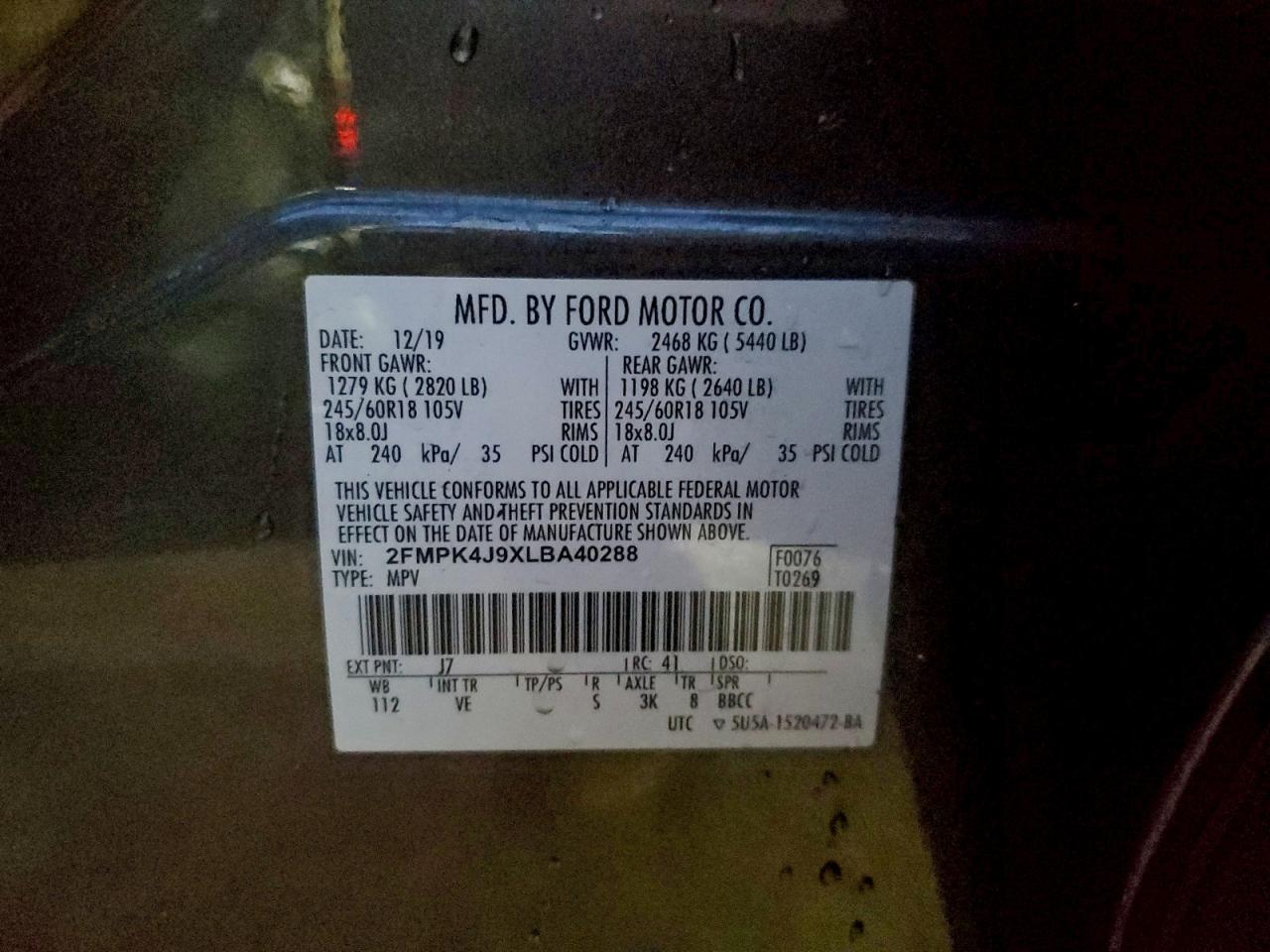 2020 FORD EDGE SEL photo 13