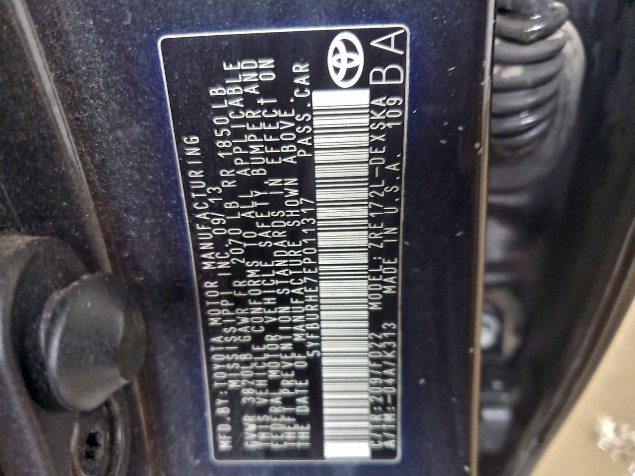 2014 TOYOTA COROLLA L photo 12