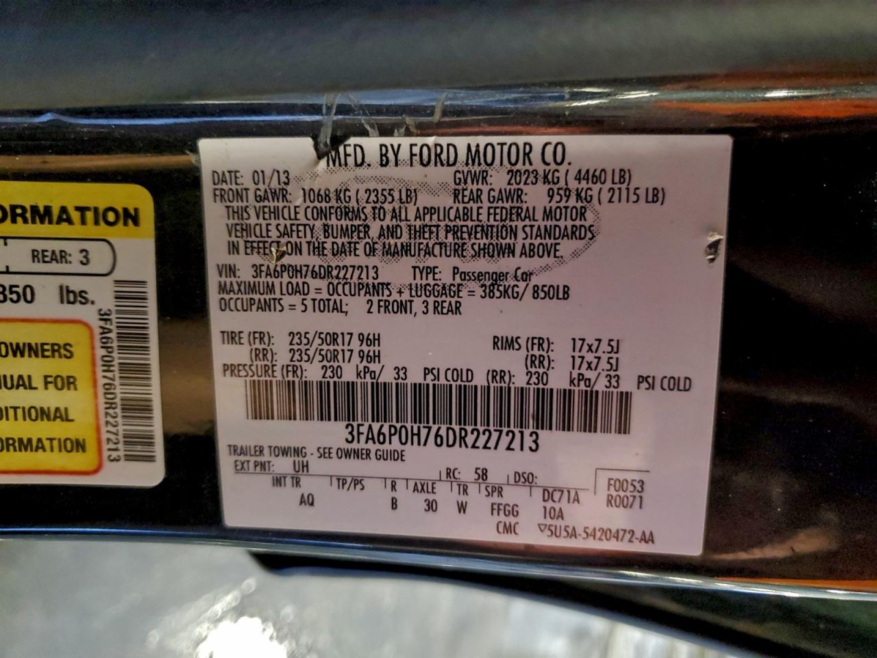 2013 FORD FUSION SE photo 12