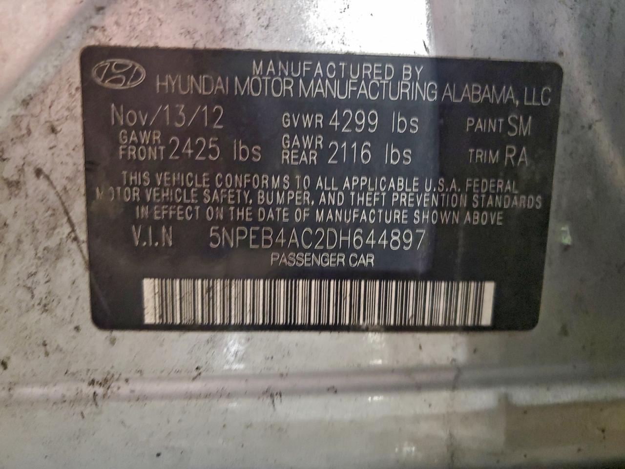 2013 HYUNDAI SONATA GLS photo 12