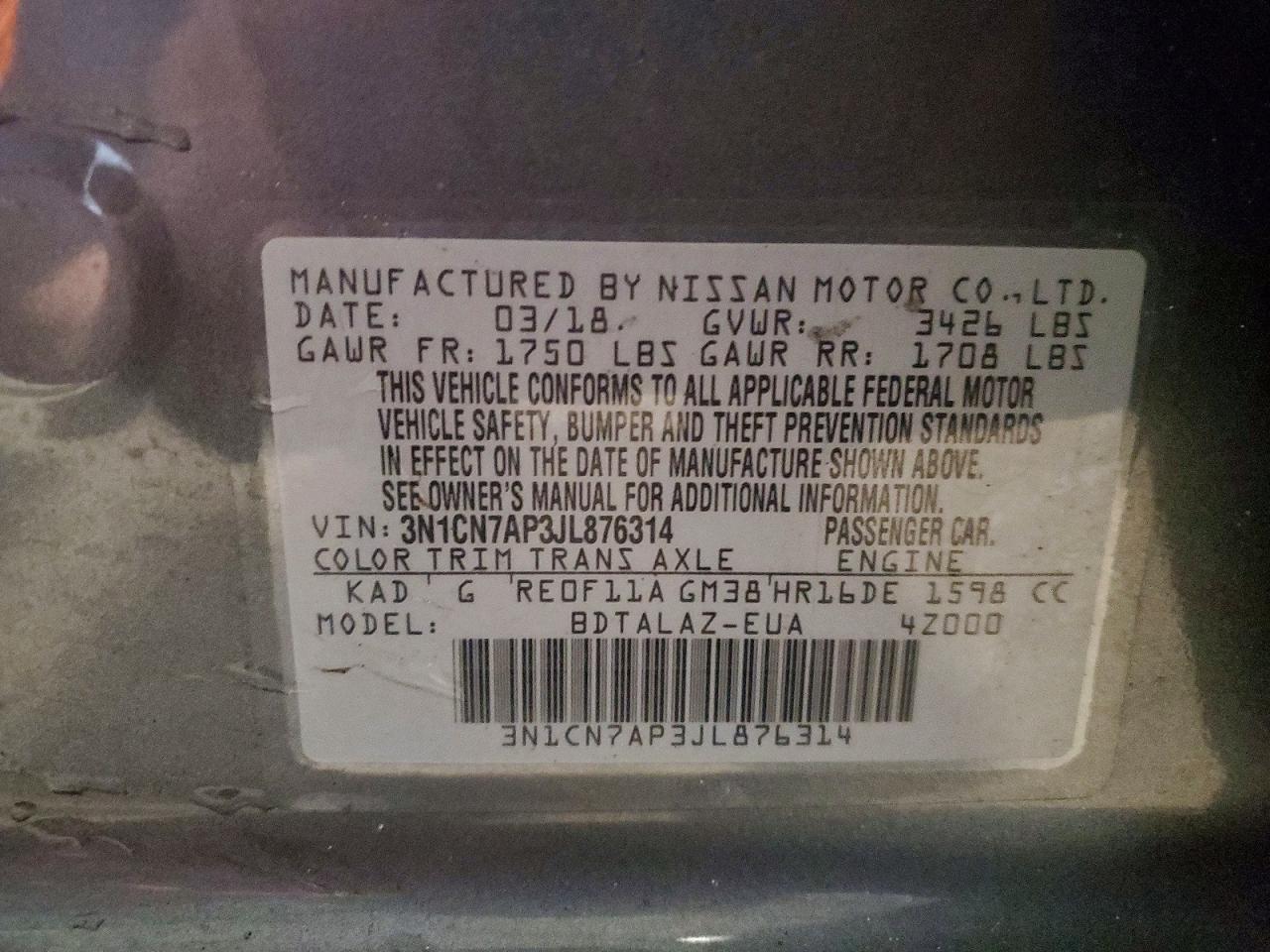 2018 NISSAN VERSA S photo 13