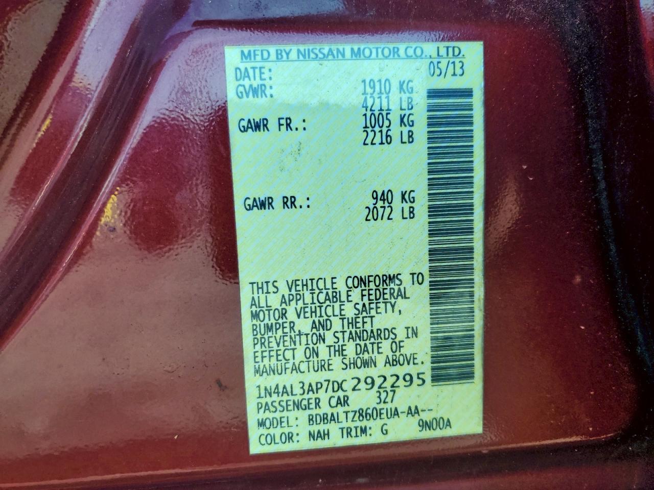 2013 NISSAN ALTIMA 2.5 photo 12