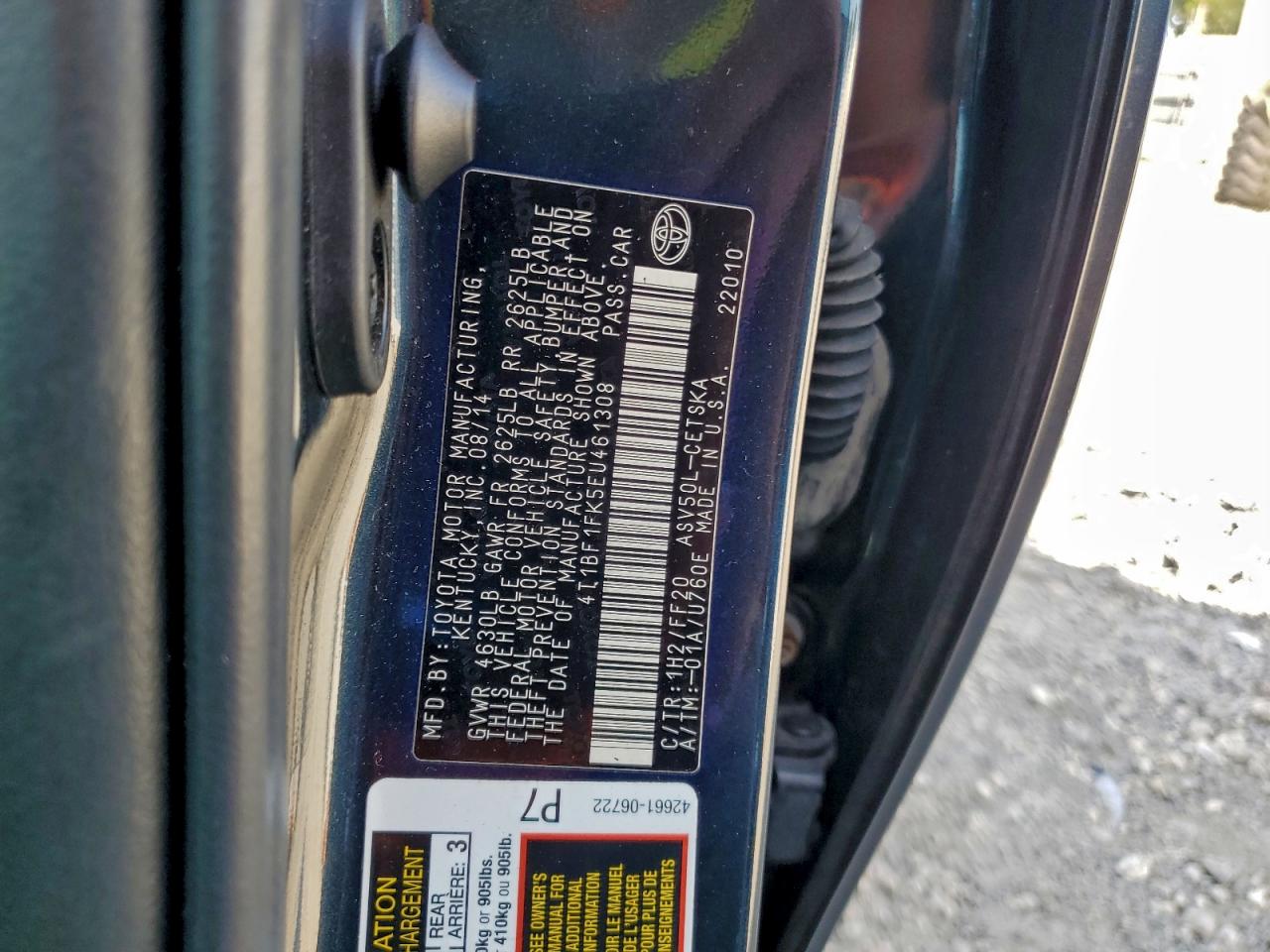 2014 TOYOTA CAMRY L photo 12