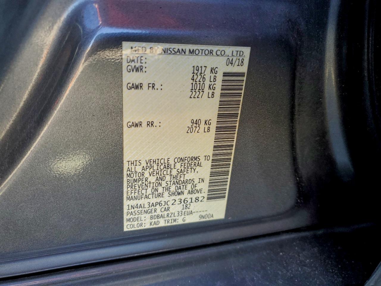 2018 NISSAN ALTIMA 2.5 photo 12