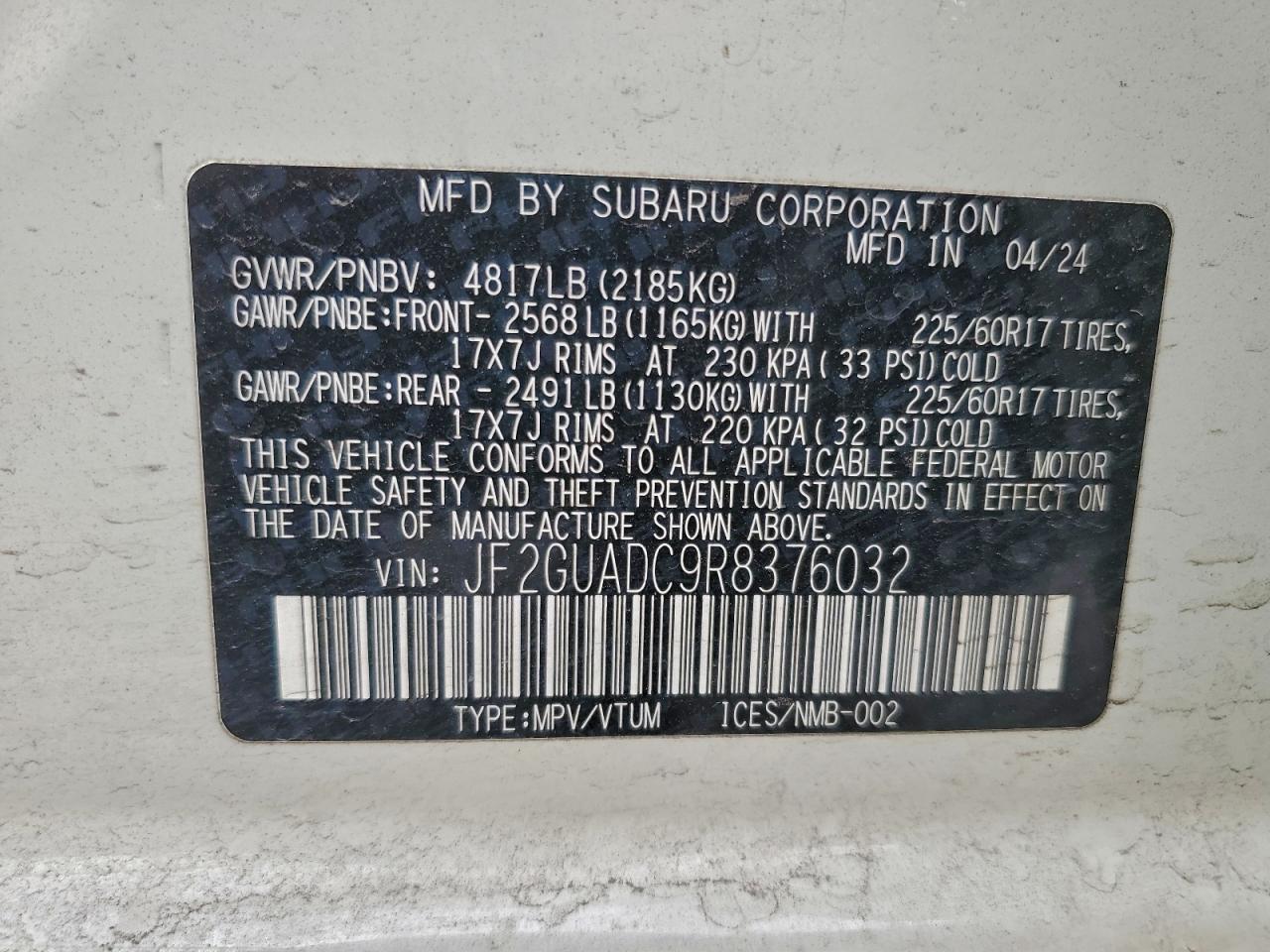 2024 SUBARU CROSSTREK PREMIUM photo 14