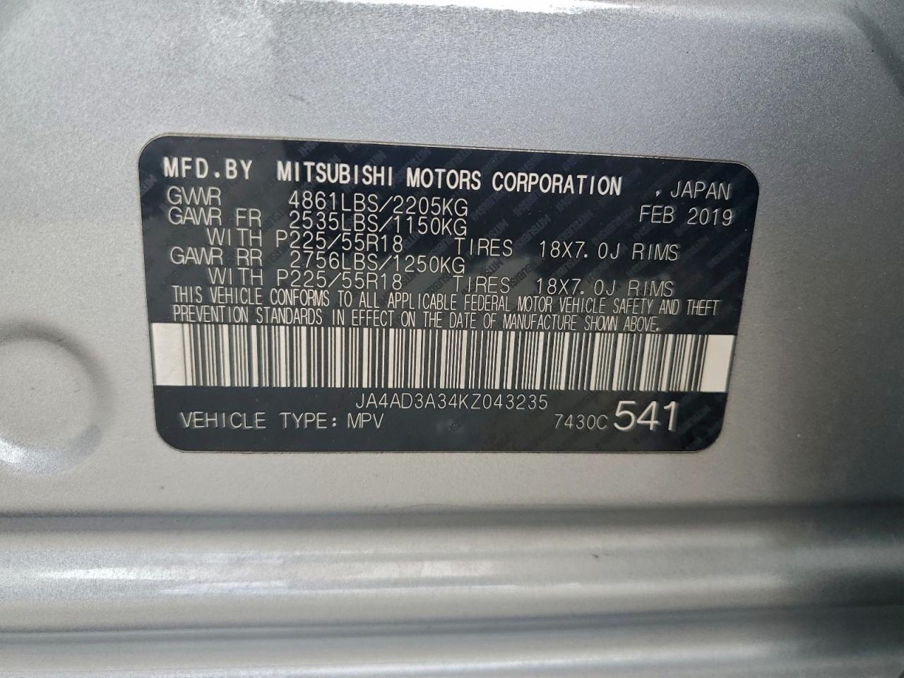 2019 MITSUBISHI OUTLANDER SE photo 13