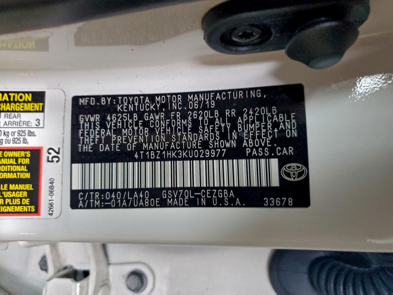 2019 TOYOTA CAMRY XSE photo 13