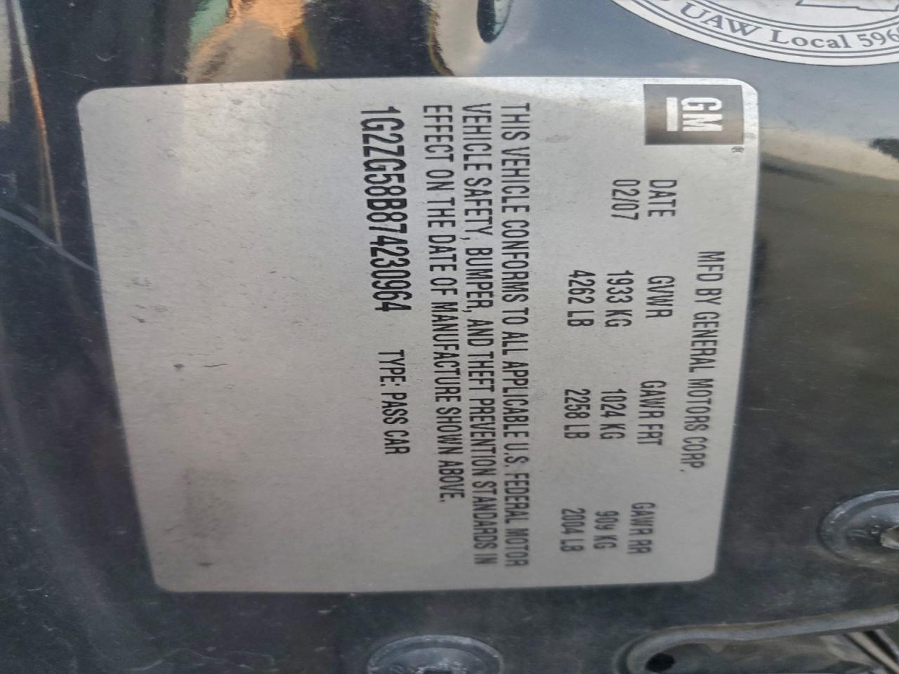 2007 PONTIAC G6 BASE photo 12