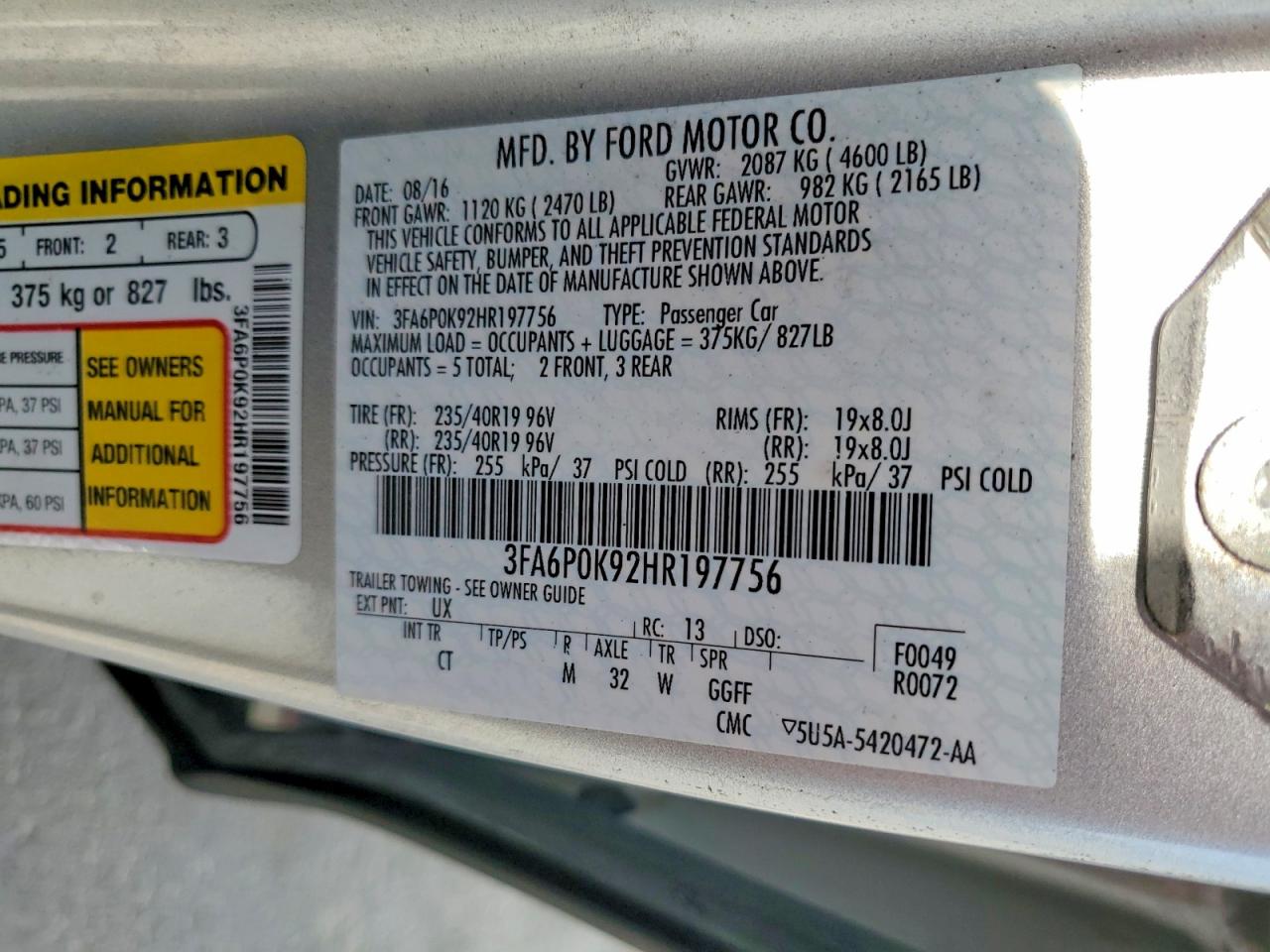 2017 FORD FUSION TITANIUM photo 12