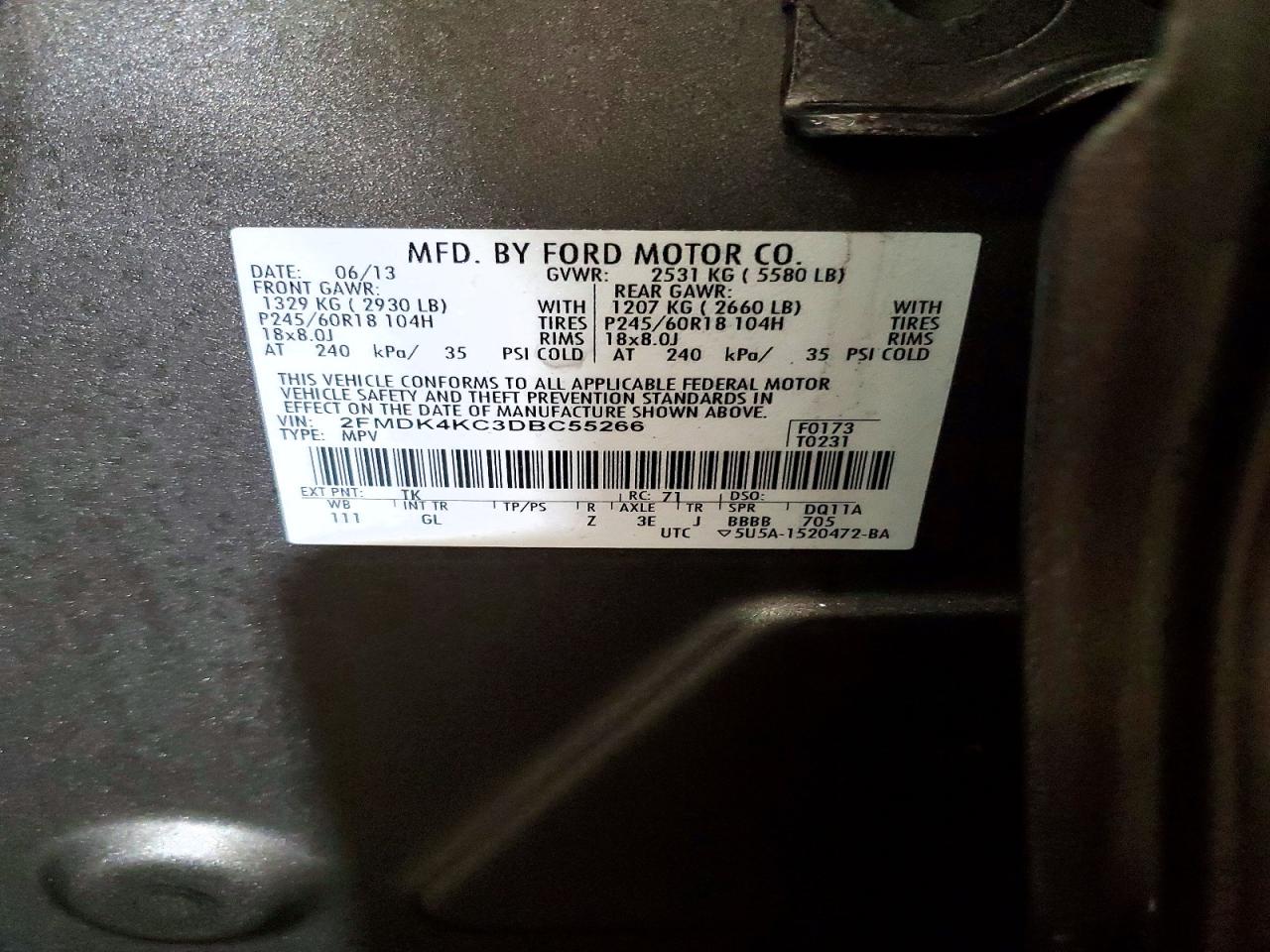 2013 FORD EDGE LIMITED photo 13