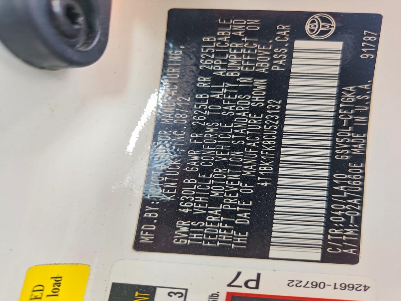 2012 TOYOTA CAMRY XLE V6 photo 12