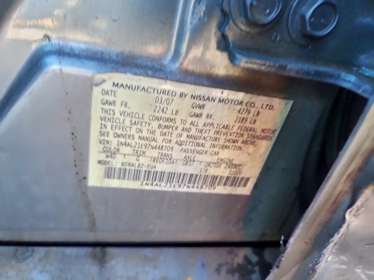 2007 NISSAN ALTIMA 2.5 photo 12