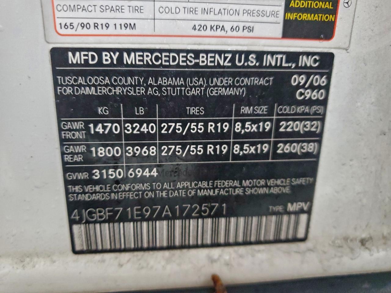 2007 MERCEDES-BENZ GL 450 4MATIC photo 13