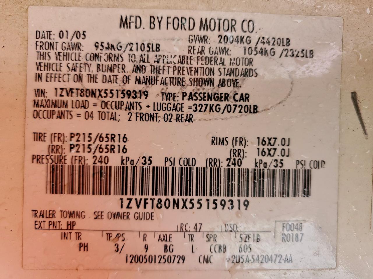2005 FORD MUSTANG photo 13