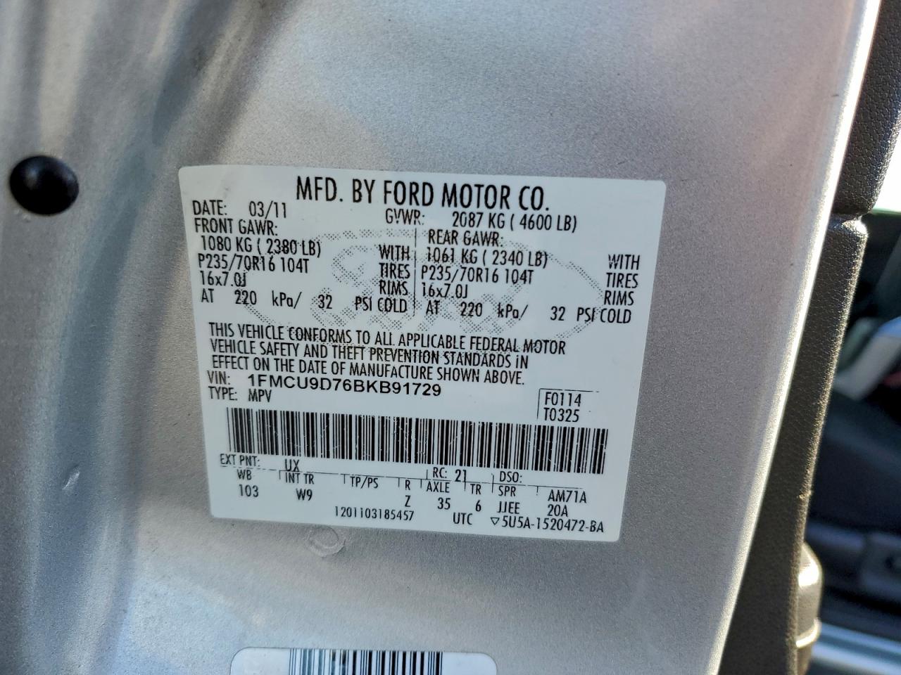 2011 FORD ESCAPE XLT photo 13