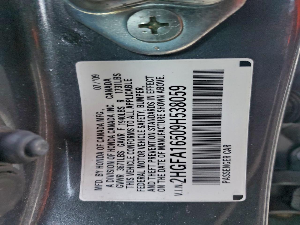 2009 HONDA CIVIC LX photo 12