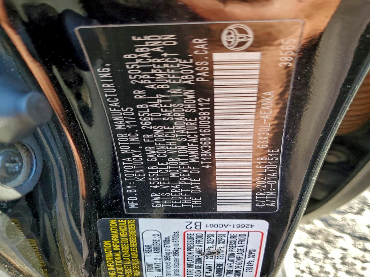 2006 TOYOTA AVALON XL photo 12