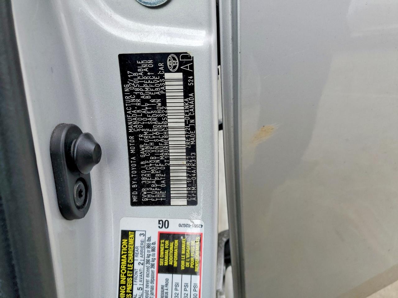 2017 TOYOTA COROLLA L photo 12