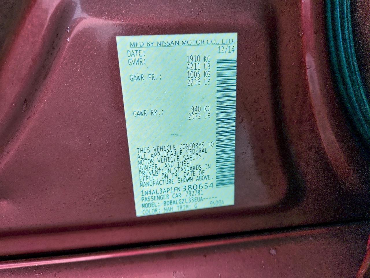 2015 NISSAN ALTIMA 2.5 photo 23