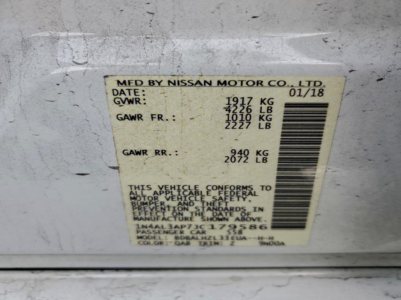 2018 NISSAN ALTIMA 2.5 photo 12