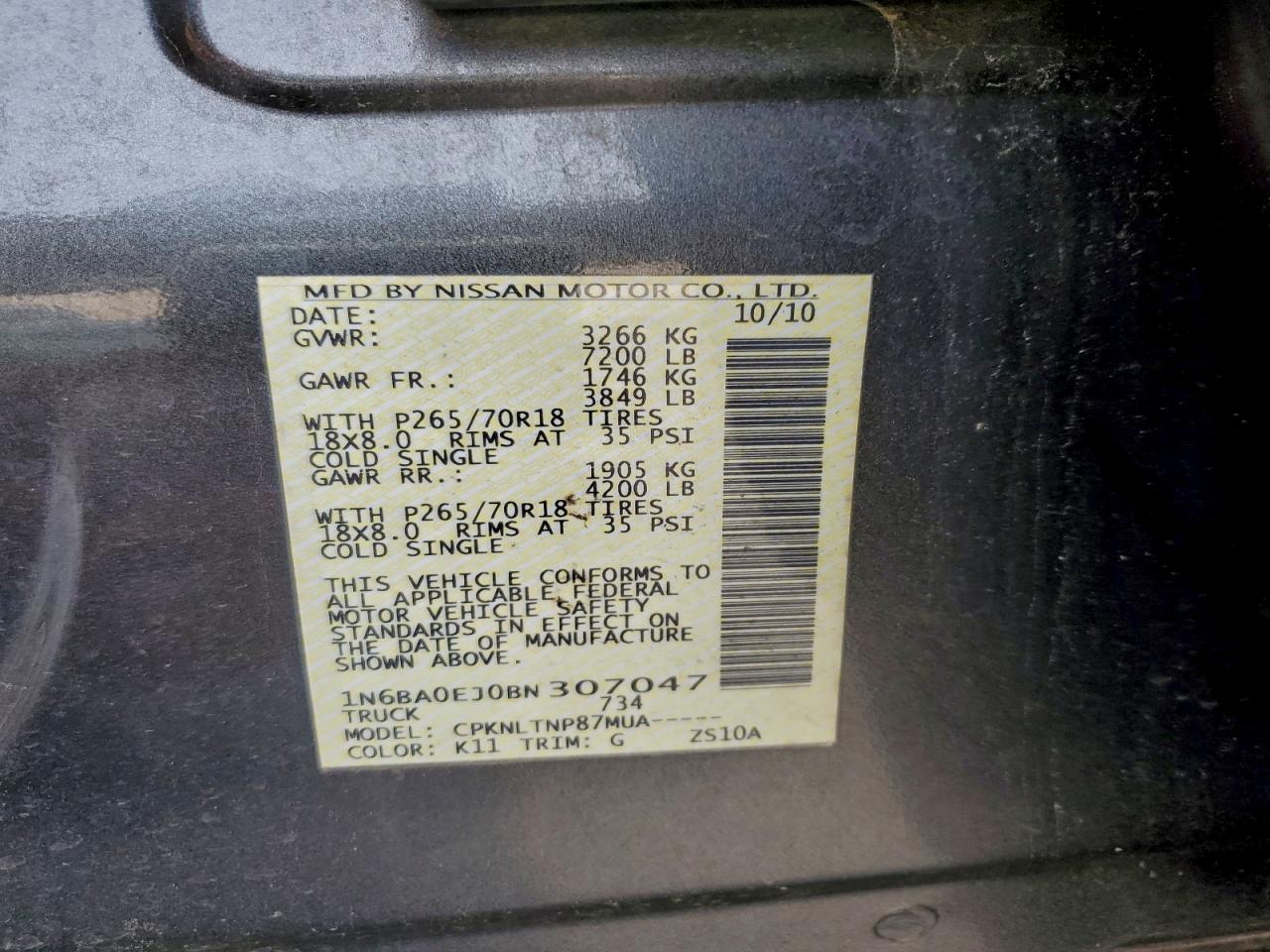 2011 NISSAN TITAN S photo 12