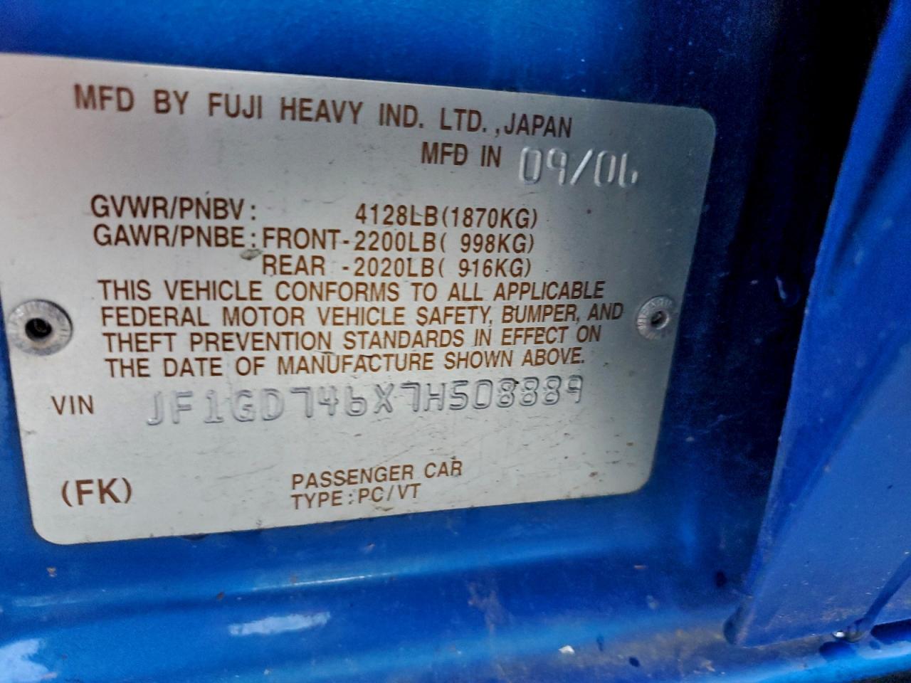 2007 SUBARU IMPREZA WRX photo 25