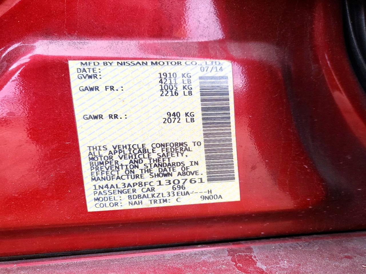 2015 NISSAN ALTIMA 2.5 photo 12