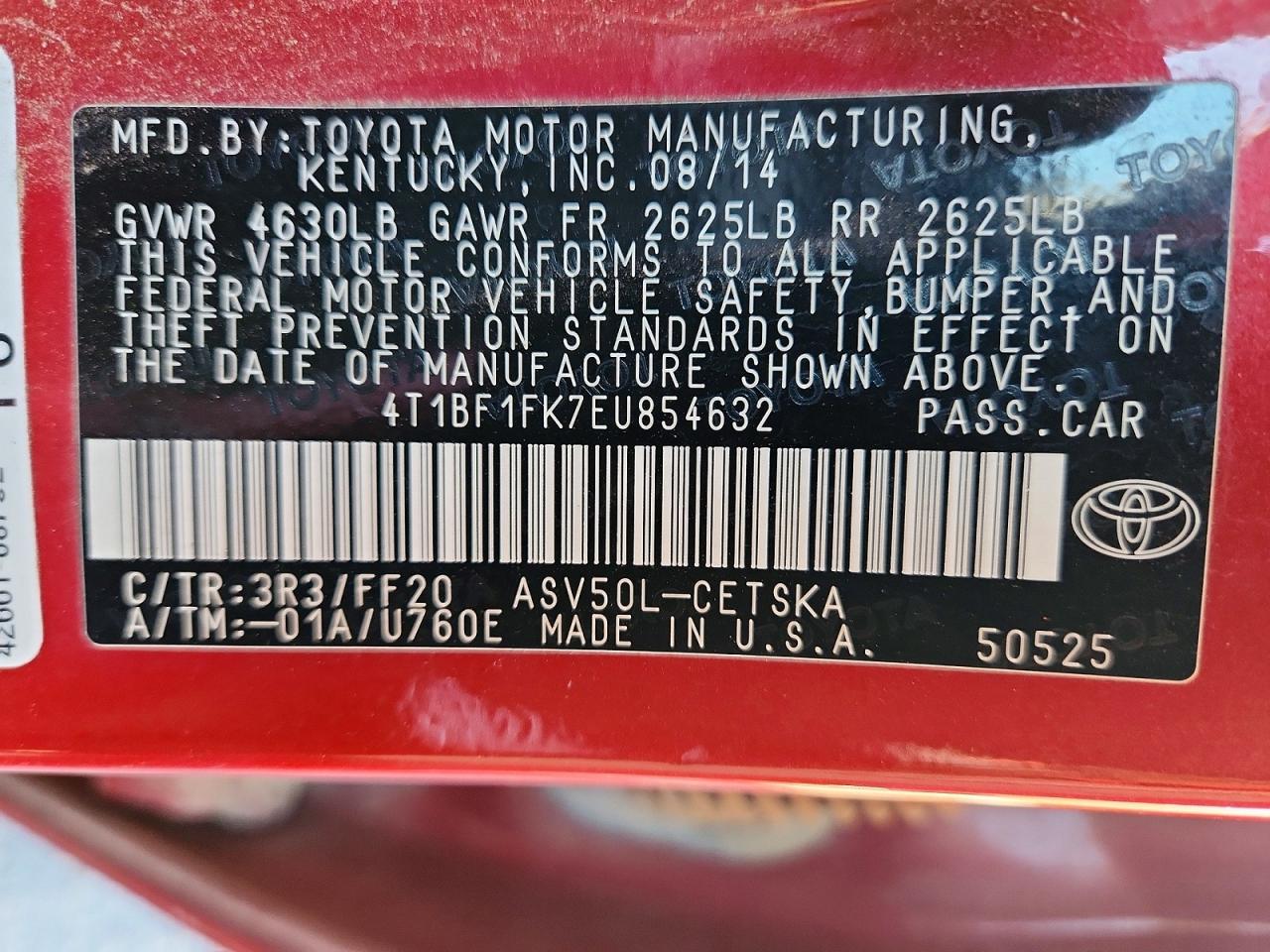 2014 TOYOTA CAMRY L photo 25