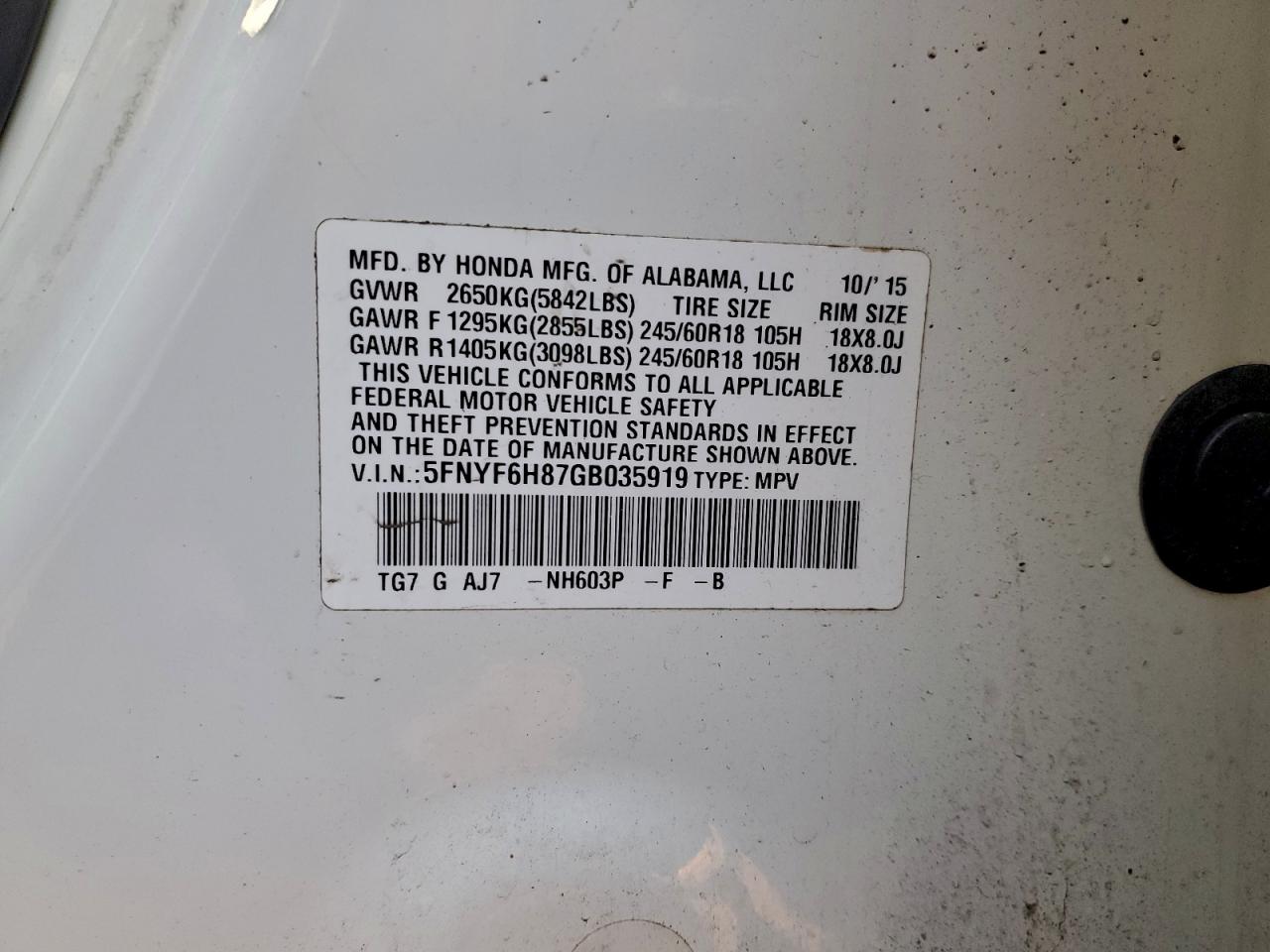 2016 HONDA PILOT EXL photo 13