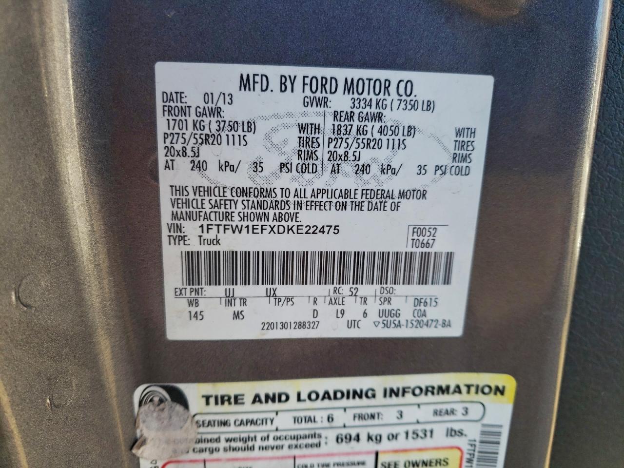 2013 FORD F150 SUPERCREW photo 12