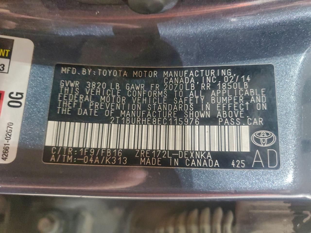 2014 TOYOTA COROLLA L photo 23