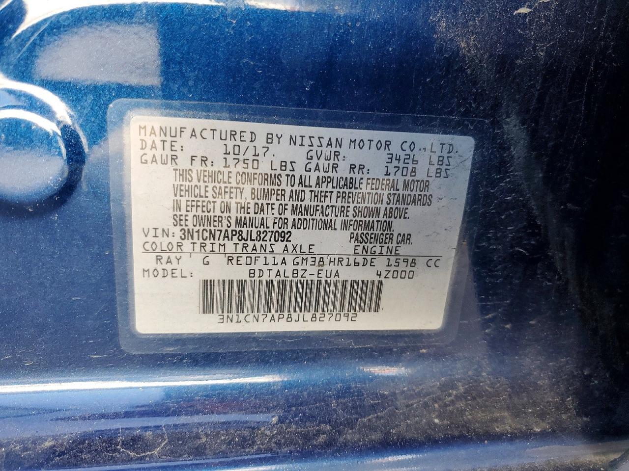 2018 NISSAN VERSA S photo 13