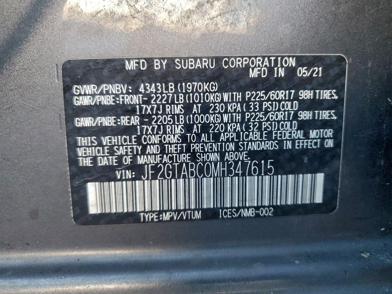 2021 SUBARU CROSSTREK photo 13