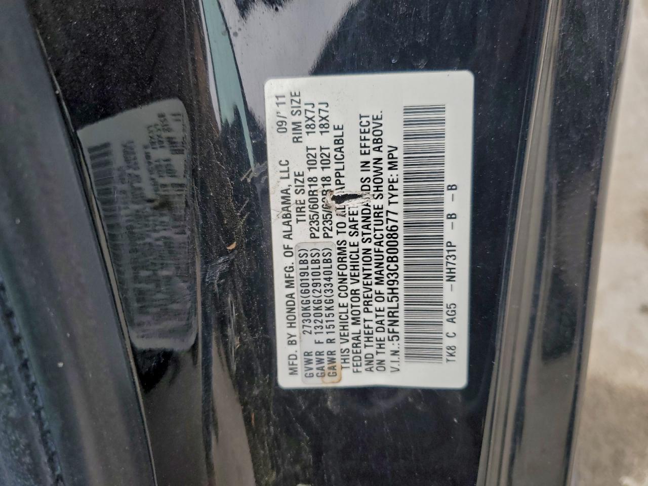 2012 HONDA ODYSSEY TOURING photo 13