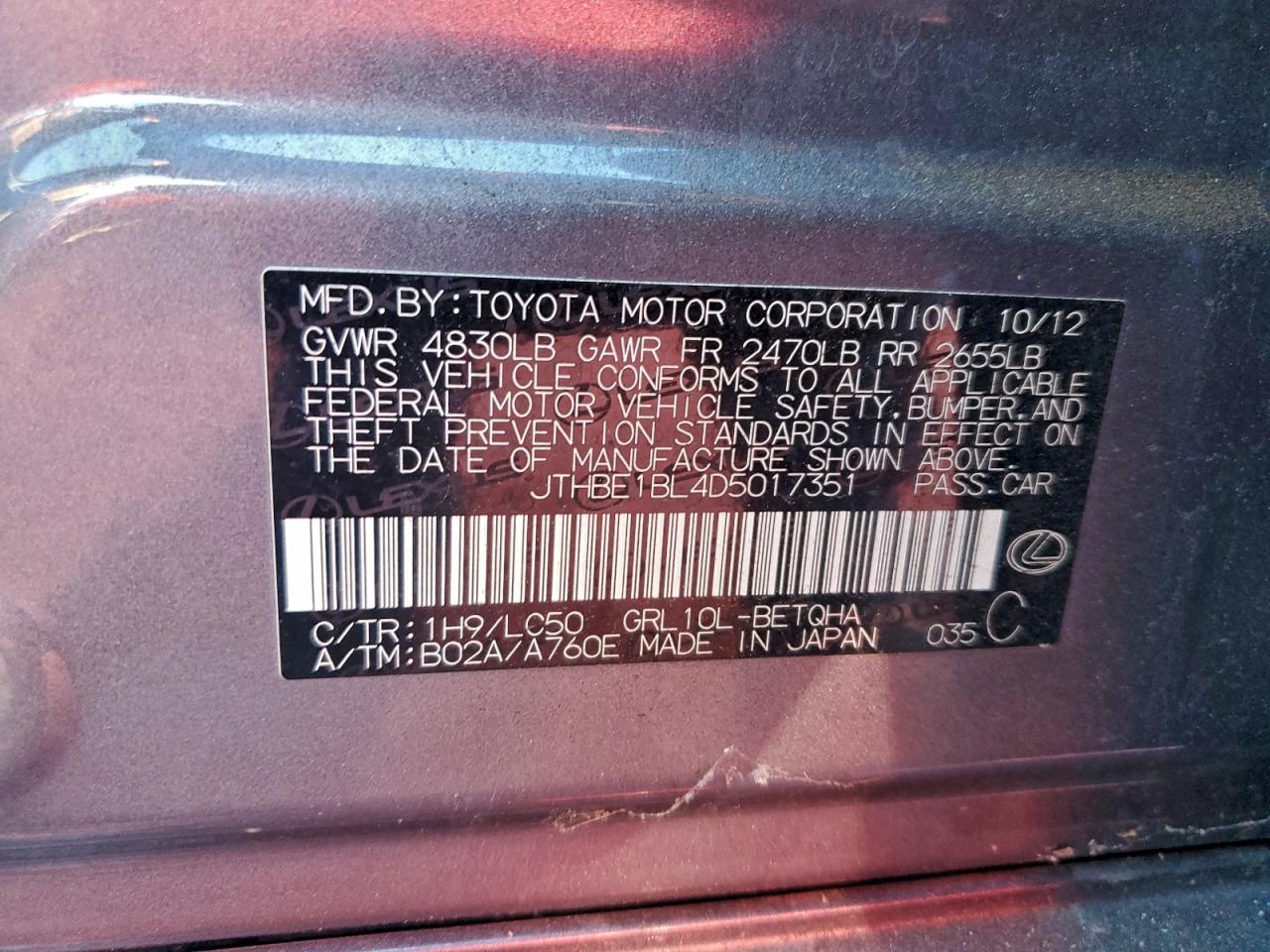 2013 LEXUS GS 350 photo 12