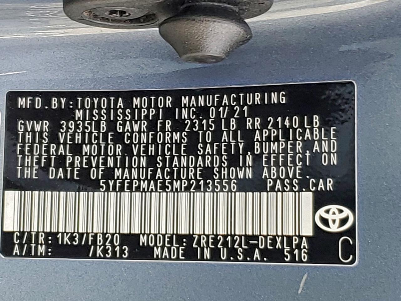2021 TOYOTA COROLLA LE photo 13