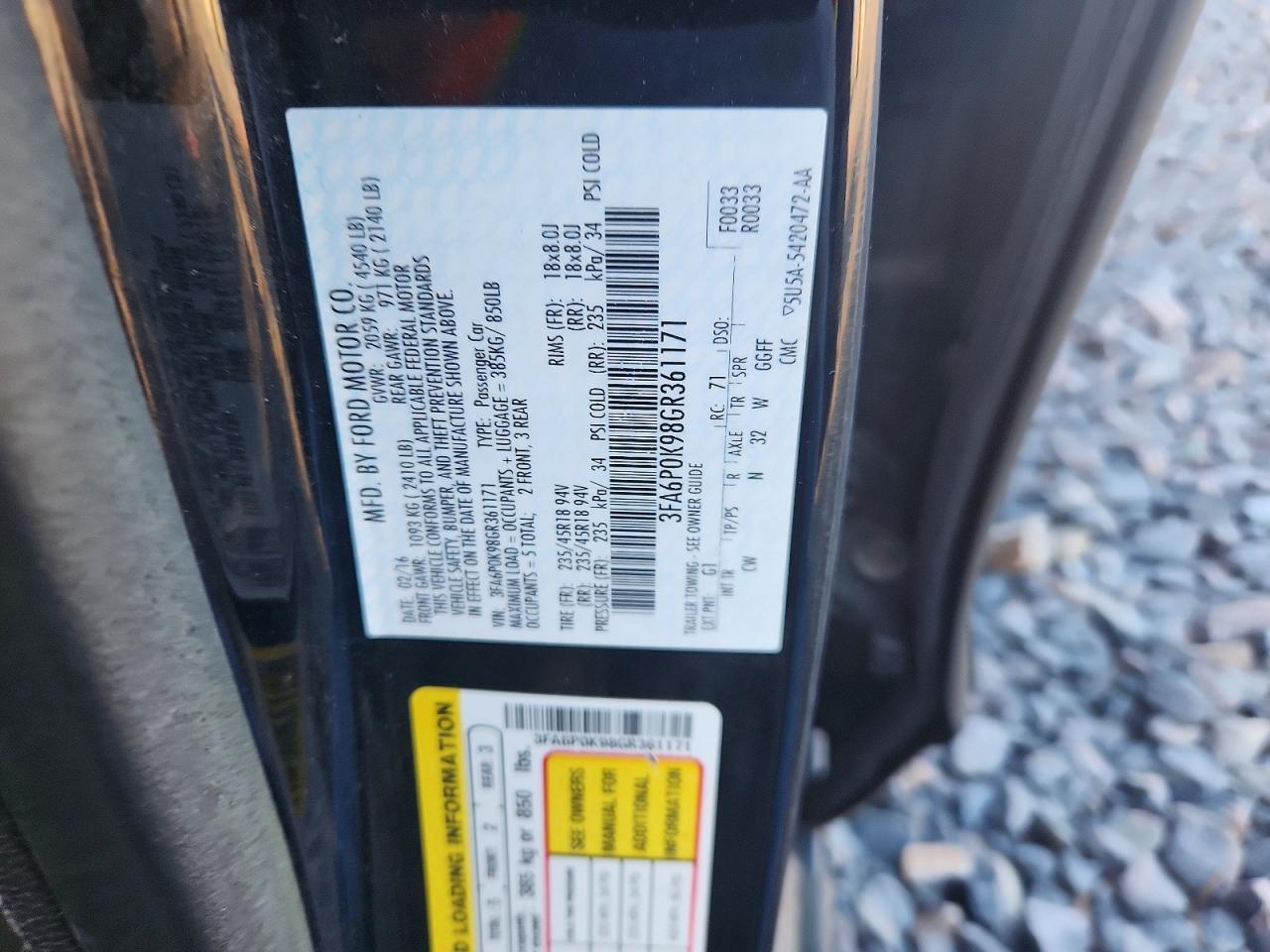 2016 FORD FUSION TITANIUM photo 12