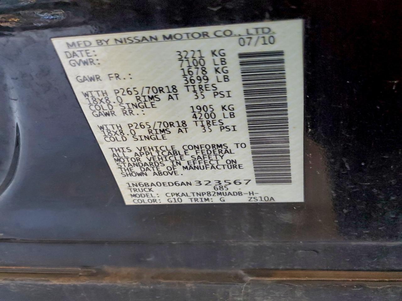 2010 NISSAN TITAN XE photo 34