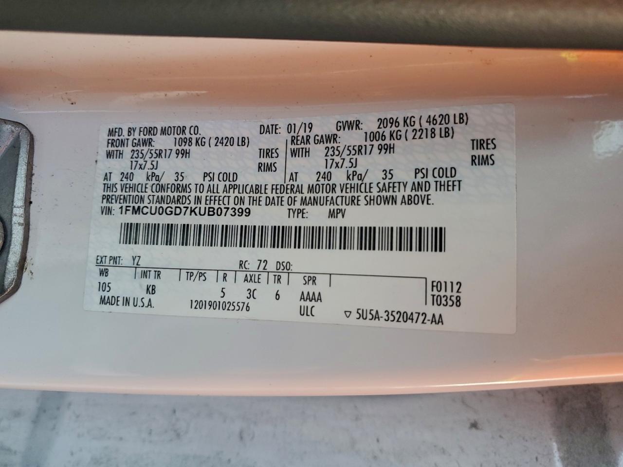 2019 FORD ESCAPE SE photo 23