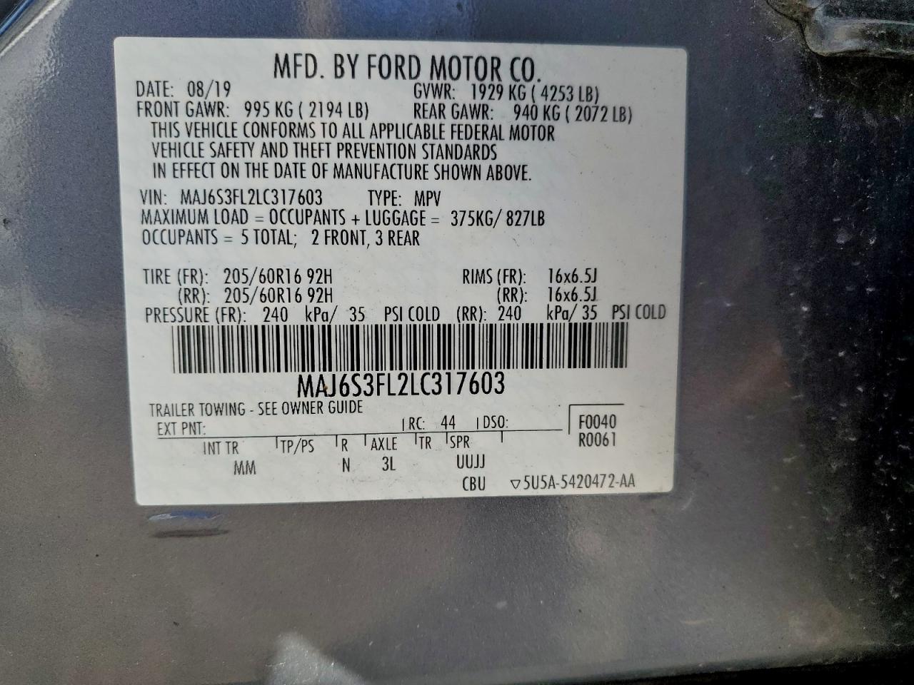 2020 FORD ECOSPORT S photo 14
