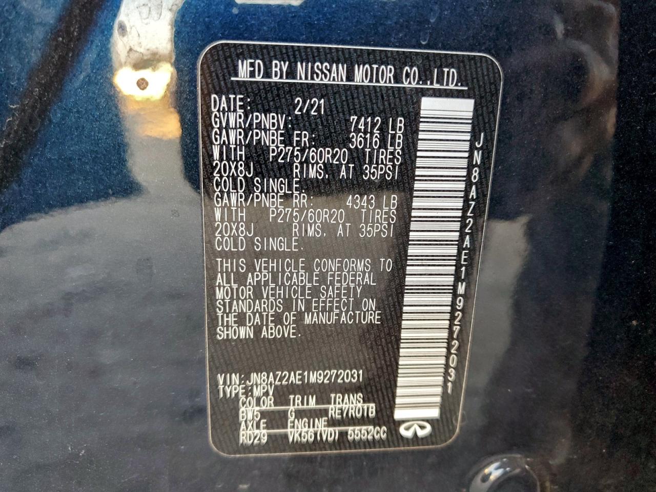 2021 INFINITI QX80 LUXE photo 14