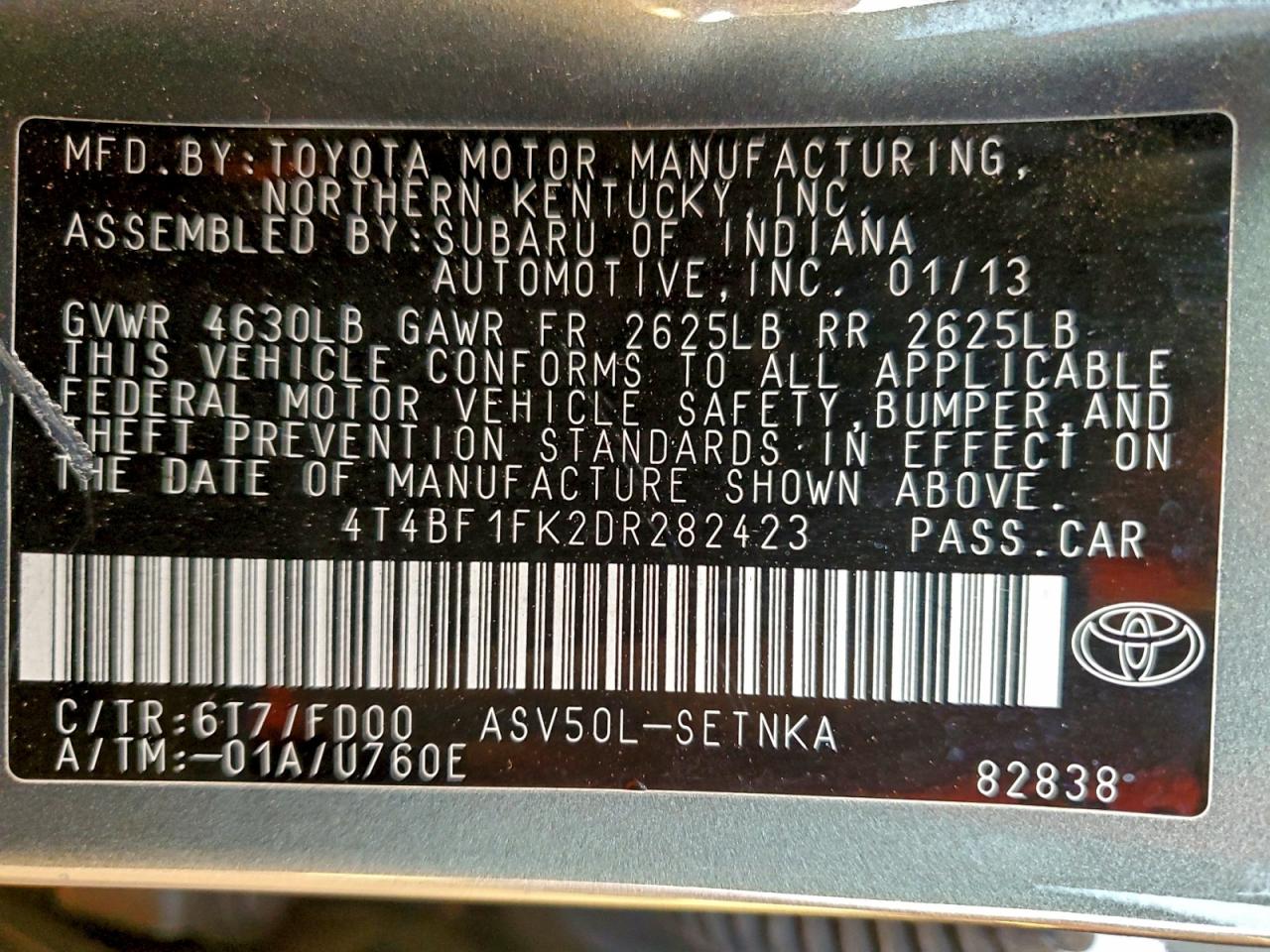 2013 TOYOTA CAMRY L photo 12