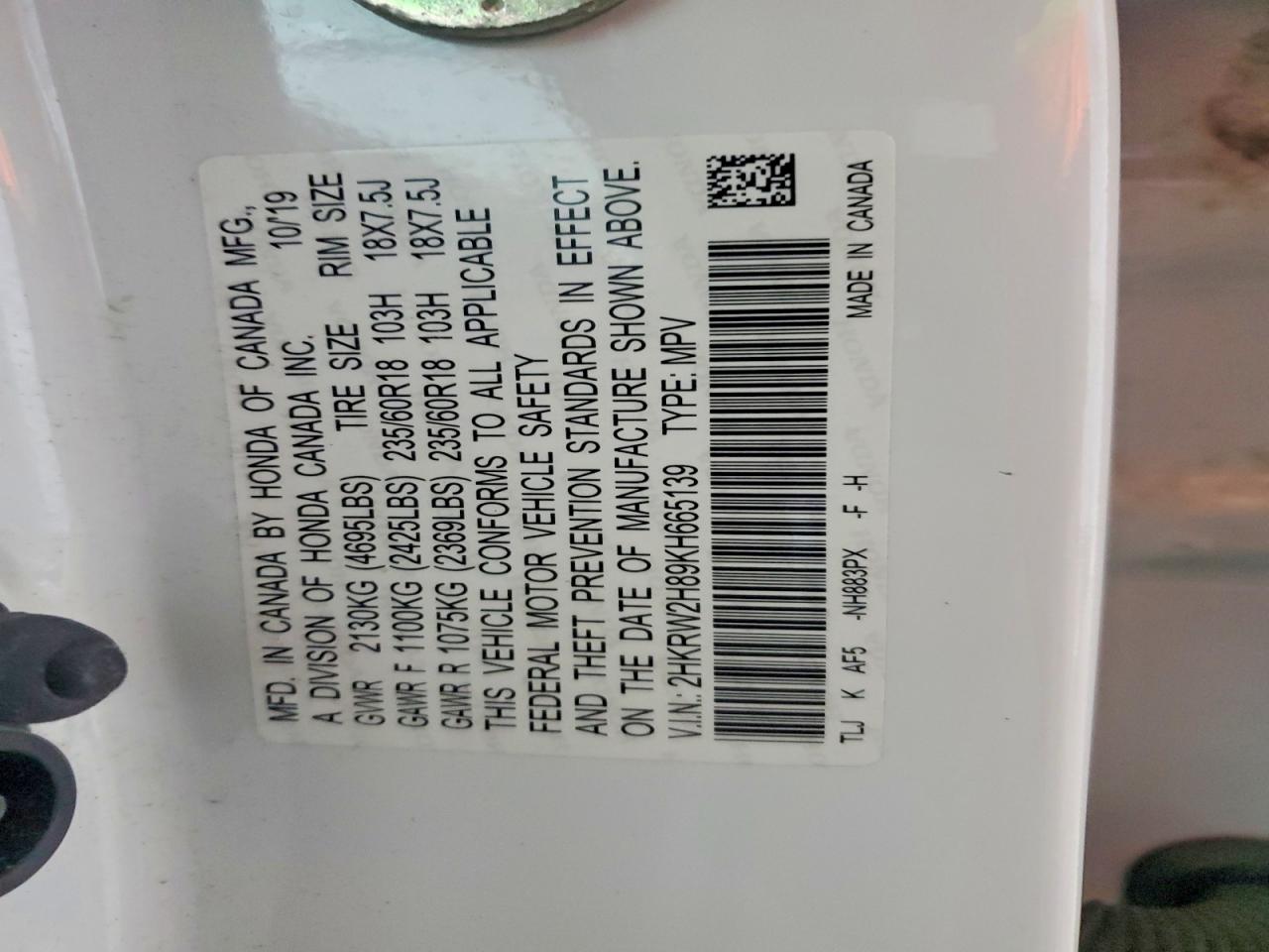 2019 HONDA CR-V EXL photo 13
