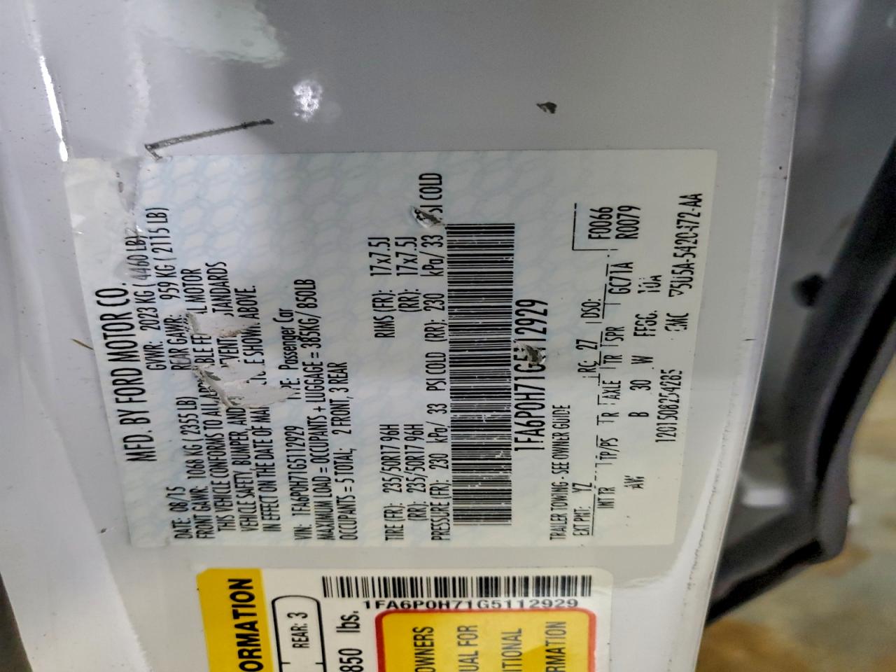 2016 FORD FUSION SE photo 12
