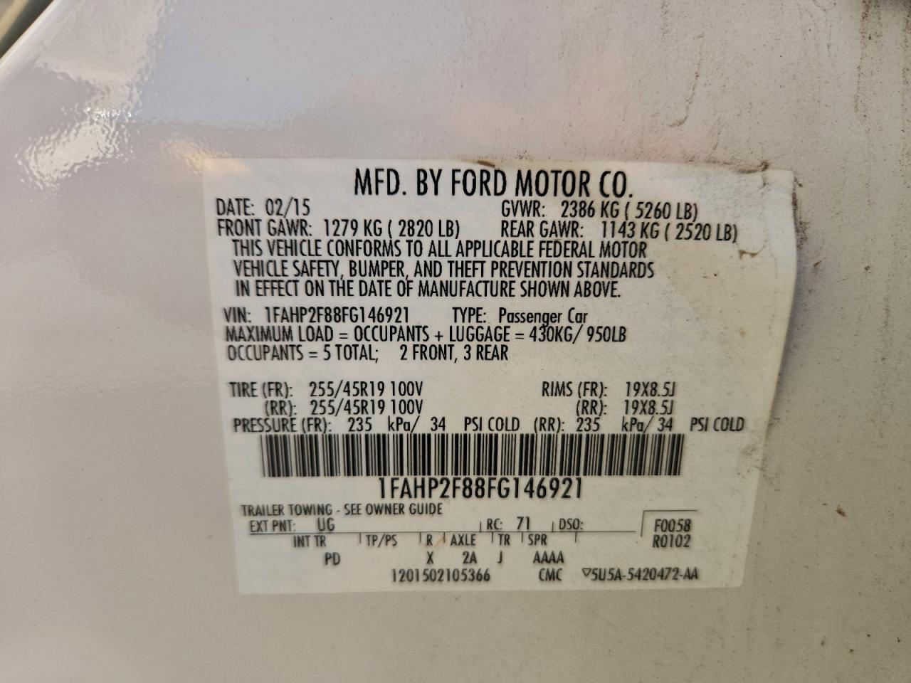 2015 FORD TAURUS LIMITED photo 23